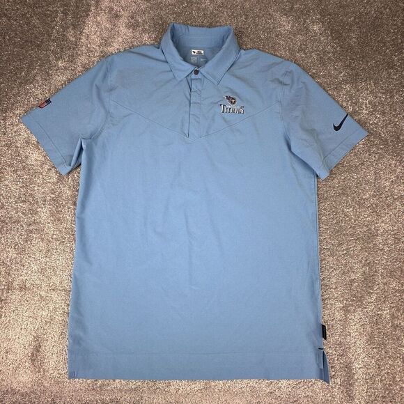 Nike Tennessee Titans On Field Polo Shirt Mens Large Team Issued Blue Dri-Fit - Picture 1 of 11